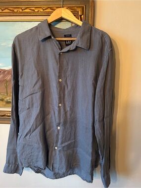 GAP Men's Casual Button-Down Shirt in Slate Blue